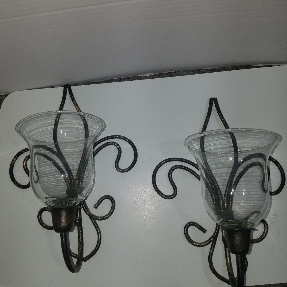 Metal wall sconces, set of 2, 10x7